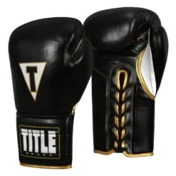 TITLE Boxeo Mexican Leather Lace Training Gloves Quatro -Top Boxing Store BATGL4 BK WH 2