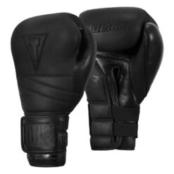 TITLE Black Bolstered Leather Bag Gloves -Top Boxing Store DBBG BK 02