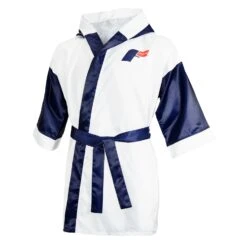 Fighting Full Length Robe -Top Boxing Store FFLR WH BL 2