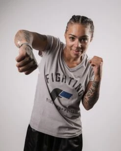 Fighting Women's Distressed V-Neck Tee -Top Boxing Store FSWTS14 GR