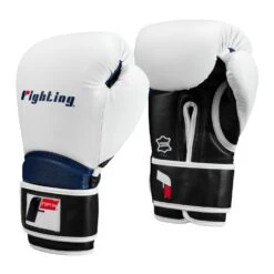 Fighting Ferocity Leather Training Gloves -Top Boxing Store FTGTG WH BK BL 2