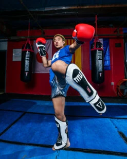 TITLE Boxing Gel Elite Pro Shin & Instep Guards -Top Boxing Store GEPSIGBKWH 1