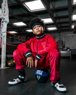 TITLE "Boxing Ain't Easy" Velour Warm Up -Top Boxing Store TB166RDBKWH 7 1