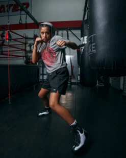 TITLE Boxing Women's Vintage Short Sleeve Hooded Tee -Top Boxing Store TBWTS213GR 2