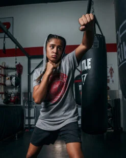 TITLE Boxing Women's Vintage Short Sleeve Hooded Tee -Top Boxing Store TBWTS213GR 3