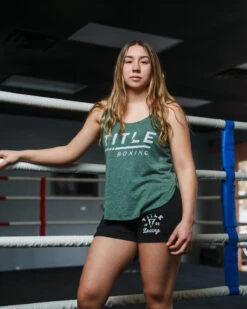 TITLE Boxing Women's Striped Wordmark Cropped Tank -Top Boxing Store TBWTS216GN 1