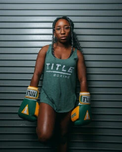 TITLE Boxing Women's Striped Wordmark Cropped Tank -Top Boxing Store TBWTS216GR 1