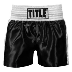 TITLE Boxing Professional Women’s Satin Striped Boxing Trunks -Top Boxing Store TPBTW2 BK WH 2