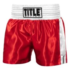 TITLE Boxing Professional Women’s Satin Striped Boxing Trunks -Top Boxing Store TPBTW2 RD WH 1