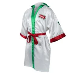 TITLE Boxing Pro Full Length Boxing Robe -Top Boxing Store TSRFL2 RD WH GN 03