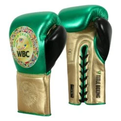 WBC By TITLE Boxing Green Belt Sparring Gloves -Top Boxing Store WGBSG GN GD BK 2