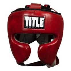 TITLE Boxing Blood Red Leather Sparring Headgear -Top Boxing Store brhg rd gr 02