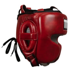 TITLE Boxing Blood Red Leather Sparring Headgear -Top Boxing Store brhg rd gr 03