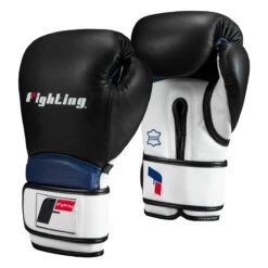 Fighting Ferocity Leather Training Gloves -Top Boxing Store ftgtg bk wh bl 2 2