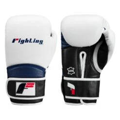 Fighting Ferocity Leather Training Gloves -Top Boxing Store ftgtg wh bk bl 1 1