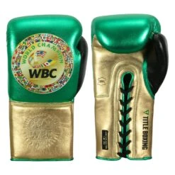 WBC By TITLE Boxing Green Belt Sparring Gloves -Top Boxing Store wgbsg gn gd bk 1 1
