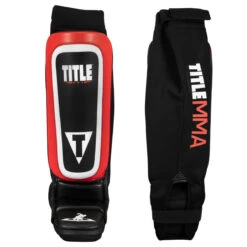 TITLE MMA Shin-N-Instep Pull-On Guards -Top Boxing Store ztsnsg bk rd 2